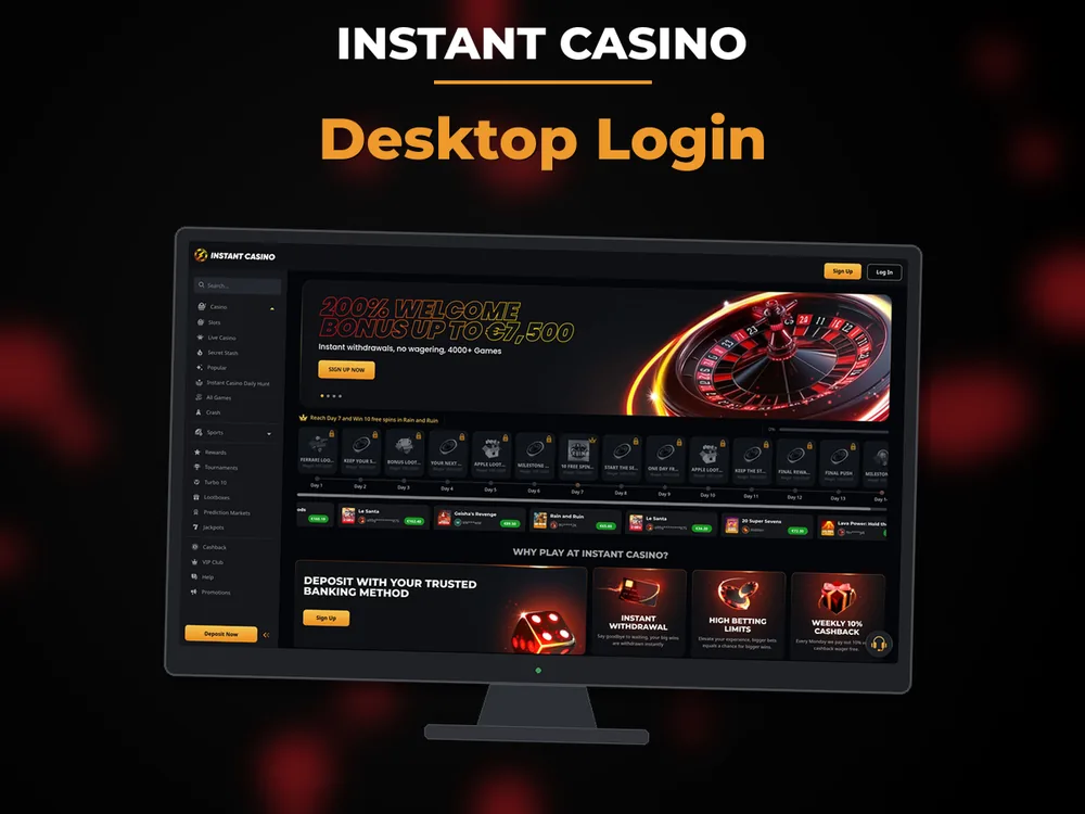 instant casino - Desktop Login