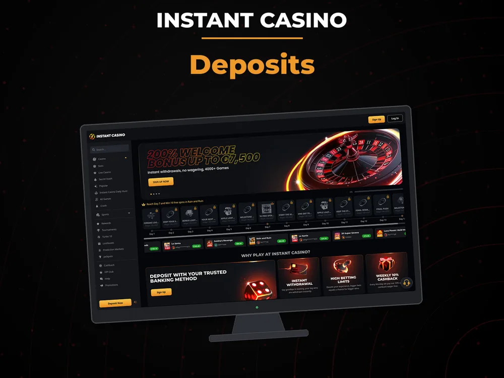 instant casino - Deposits