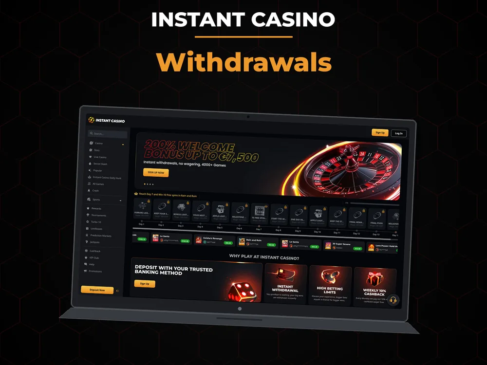 instant casino - Withdrawals